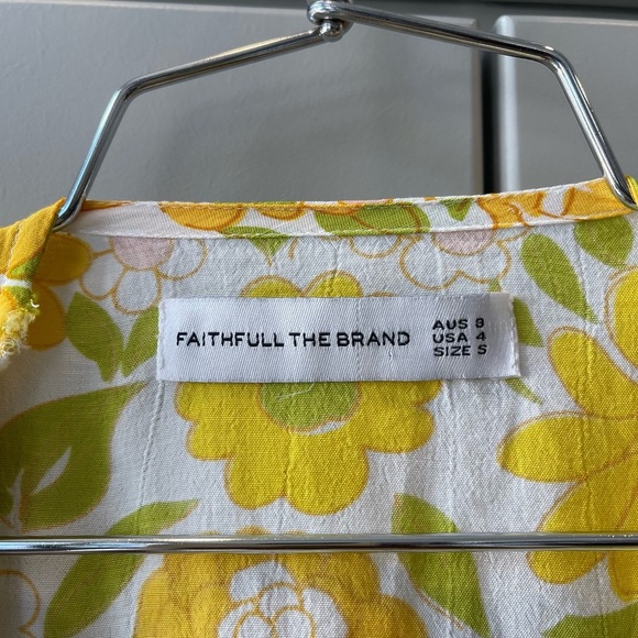 Faithfull the brand yellow floral bisset wrap top jolene cropped boho small - Picture 4 of 9